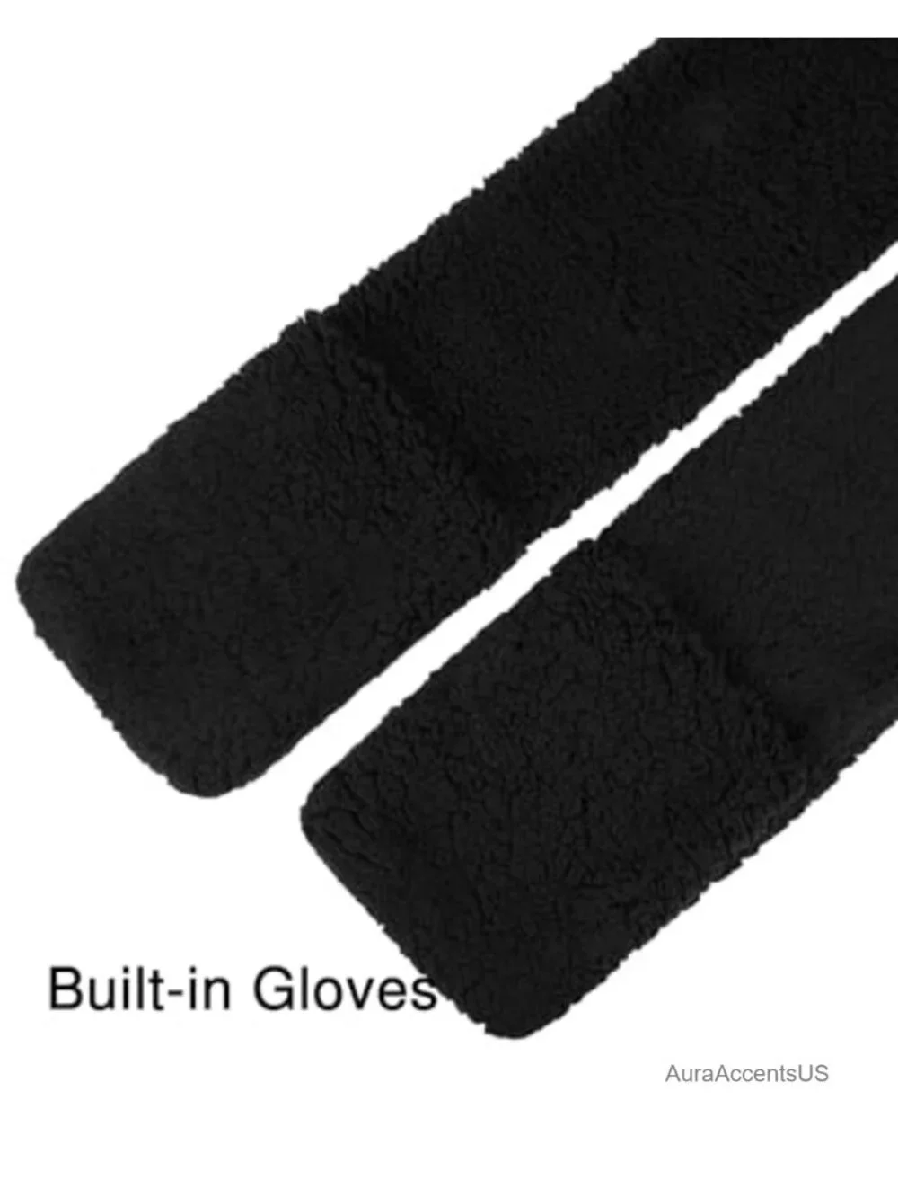 Faux Sherpa Hooded Scarf with Faux Fur Trim 3-in-1 Hat Gloves Set Winter